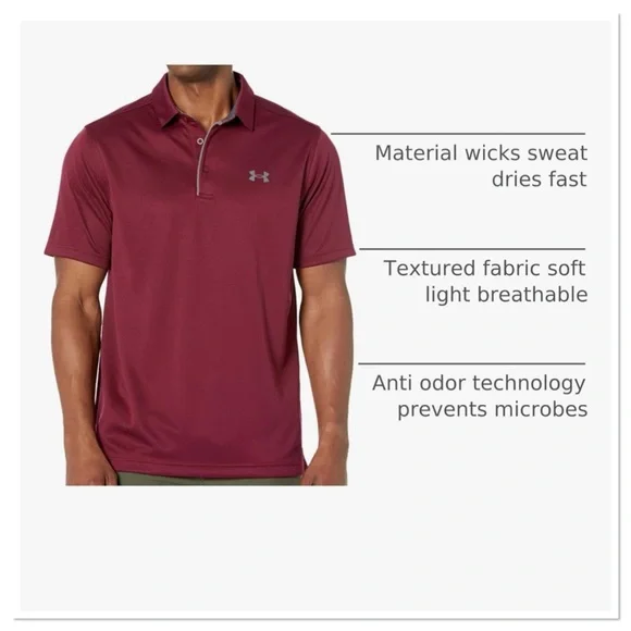 Under Armour Men's Tech Golf Polo Maroon, Size Medium - Picture 4 of 15